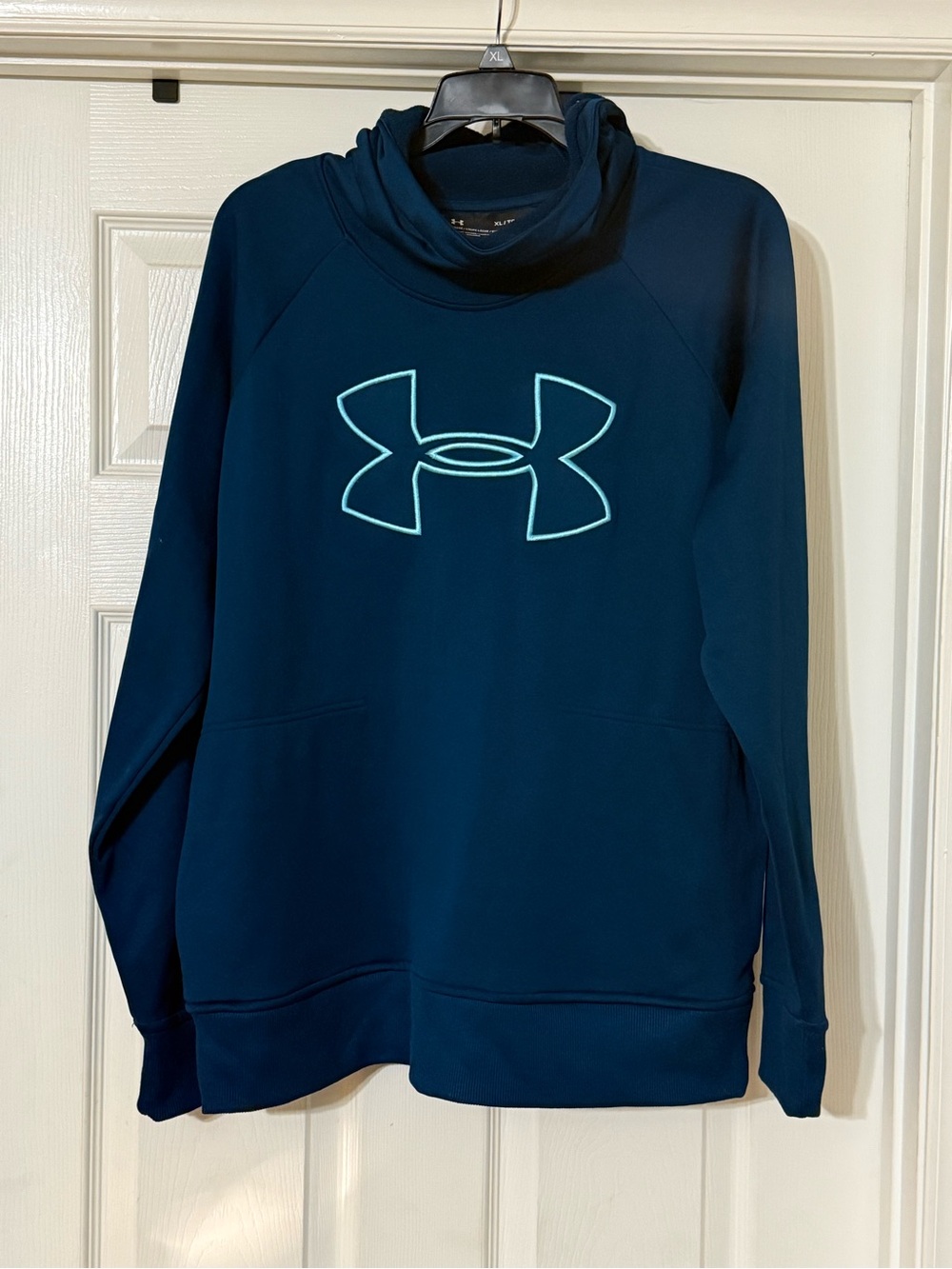 Under Armour Women’s Dark Teal Crewneck Pullover with Light Blue Logo Cold Gear